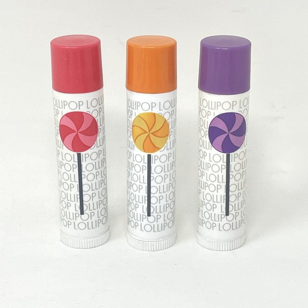 AVON Lollipop Lip Balm Lot of 3 Flavors Orange Cherry Grape 90s Vintage Retired